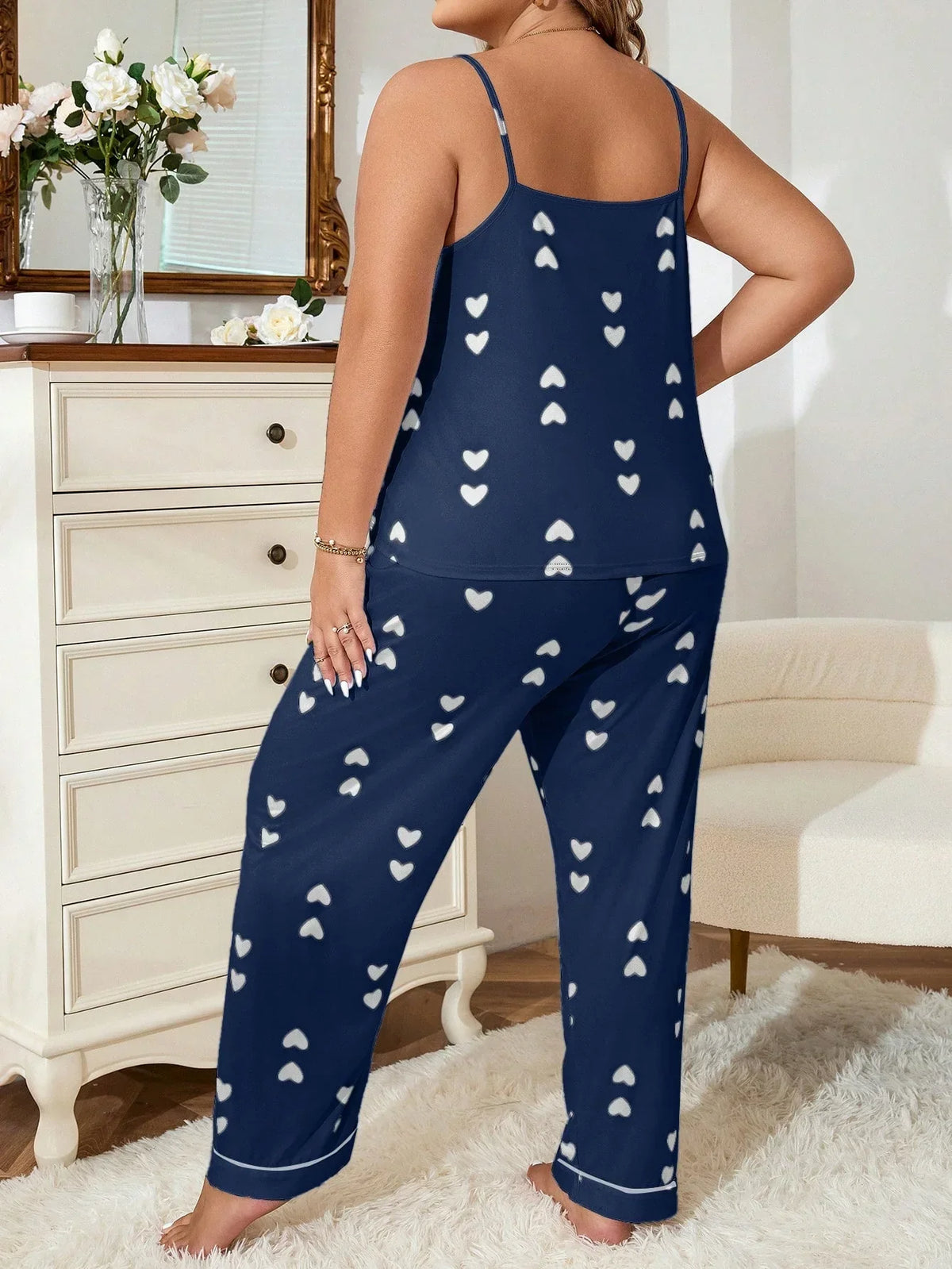 Pijama Plus Size Regata e Calça Coração