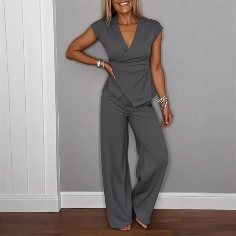 Conjunto Elisanne™ Alfaitaria Moderna e Calça Pantalona